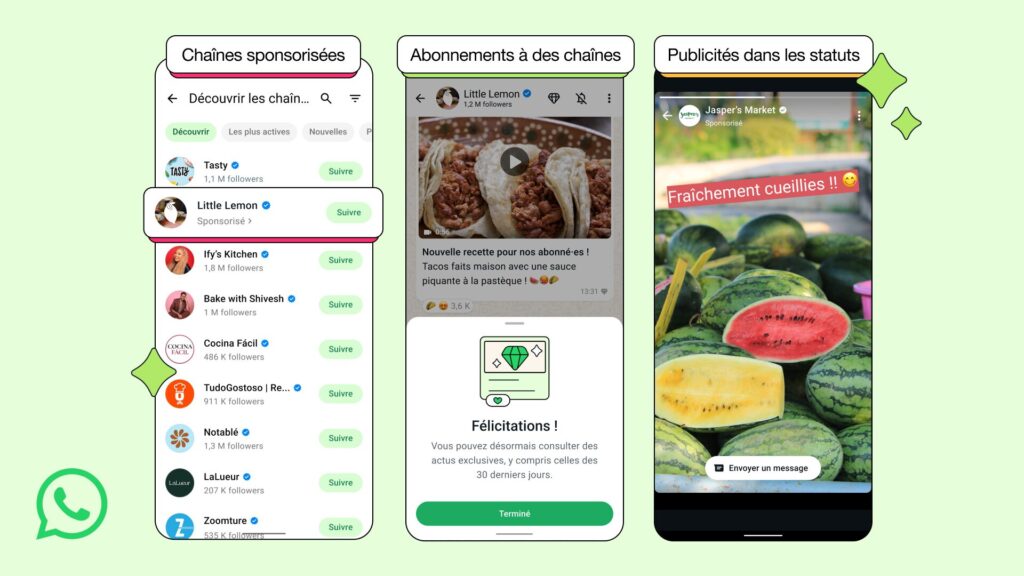 L'intégration des publicités dans WhatsApp // Source : WhatsApp