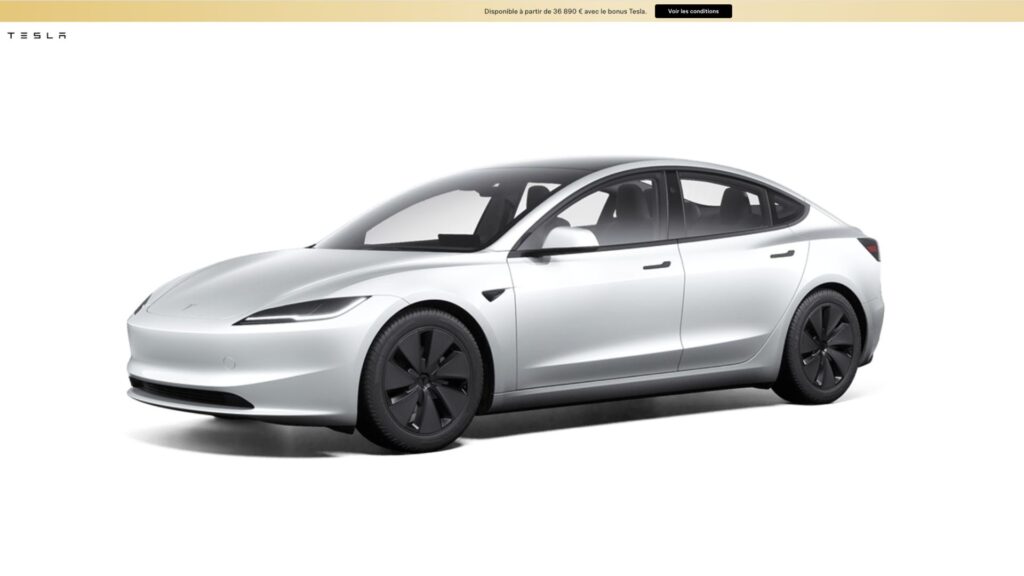 La Tesla Model 3 tombe à 36 890 € avec le « Bonus Tesla » // Source : Tesla (capture d'écran) La Tesla Model 3 tombe à 36 890 € avec le « Bonus Tesla » // Source : Tesla (capture d'écran)