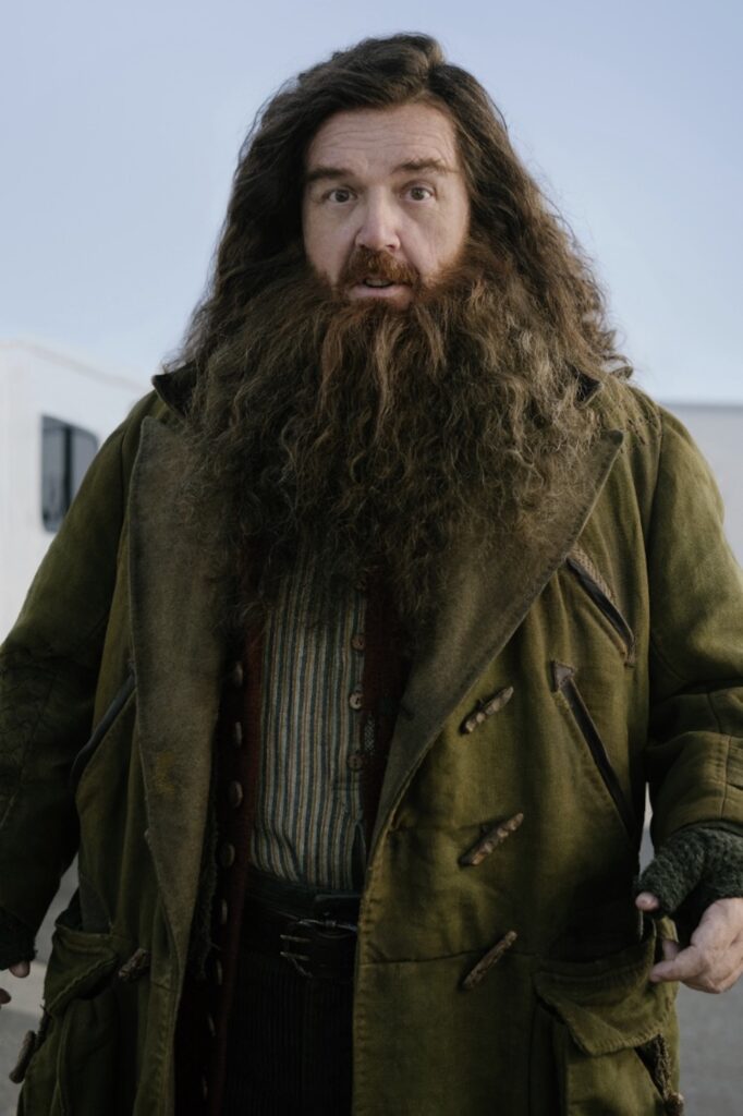 Nick Frost dans le rôle d'Hagrid // Source : Aidan Monaghan/HBO Nick Frost dans le rôle d'Hagrid // Source : Aidan Monaghan/HBO