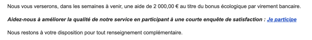 Le fameux mail qui circule // Source : Capture d'écran Numerama Le fameux mail qui circule // Source : Capture d'écran Numerama