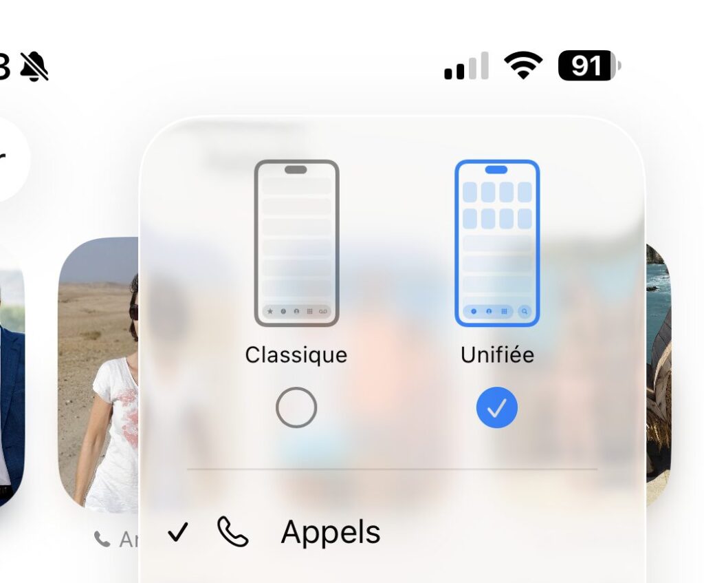 Le choix du design de l'application Téléphone.