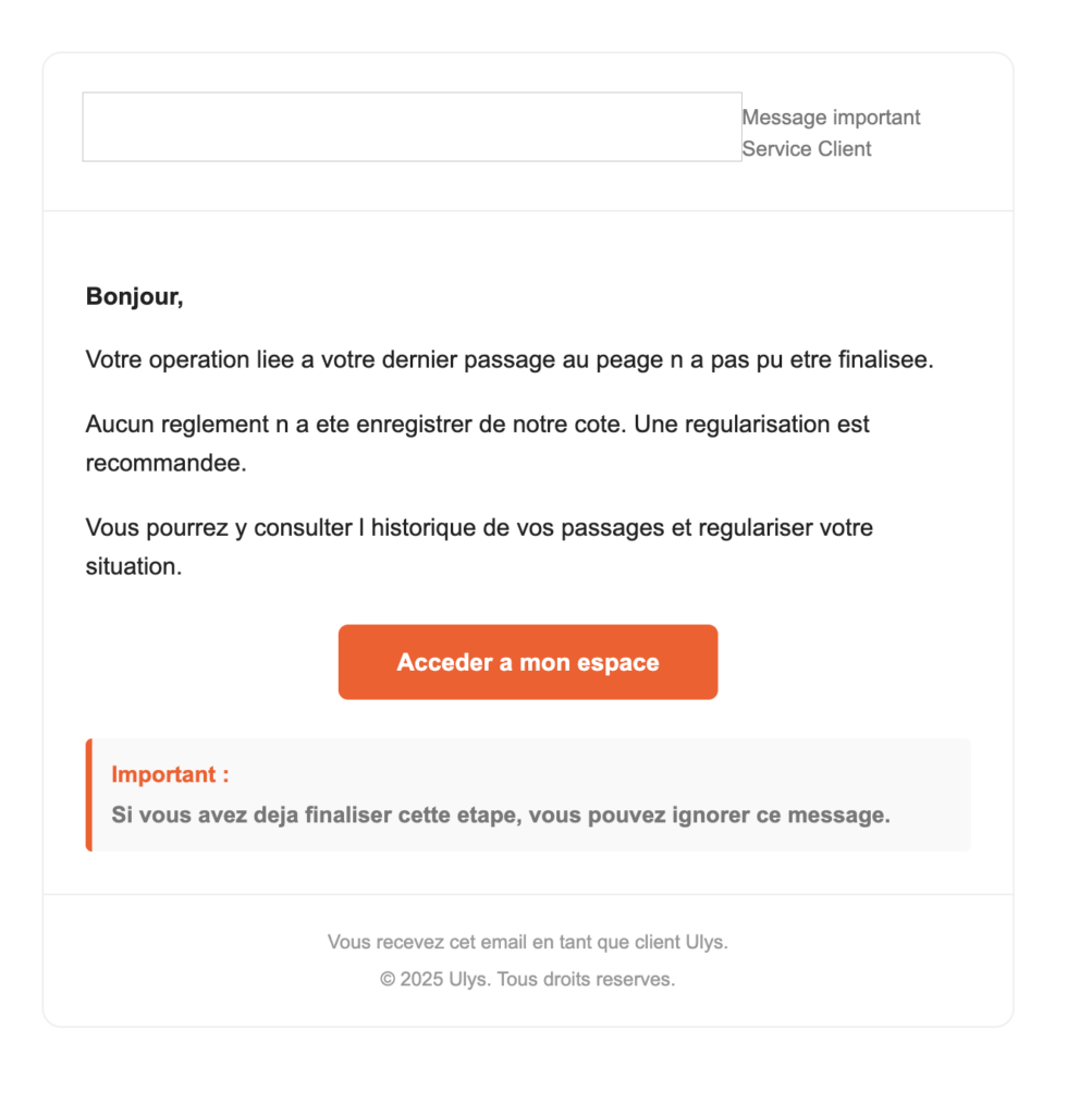 Mail frauduleux reçu par un lecteur de Numerama // Source : Numerama