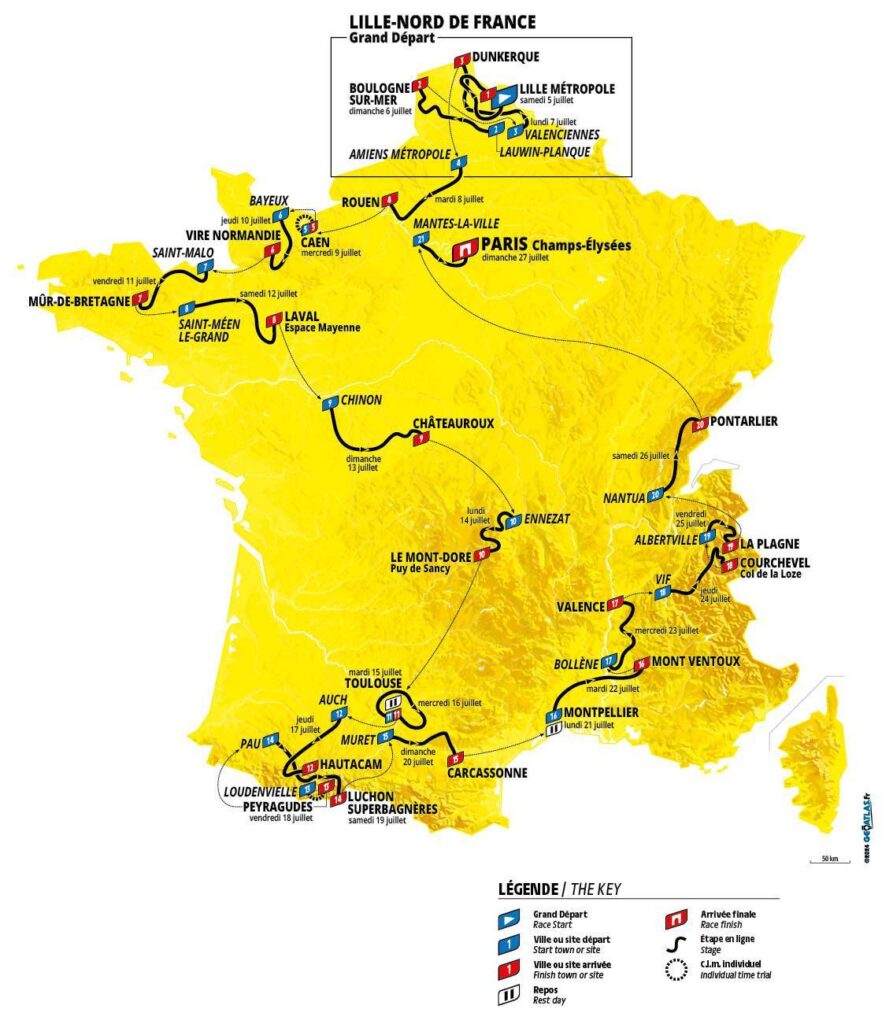 Le tracé du Tour de France 2025 // Source : Tour de France