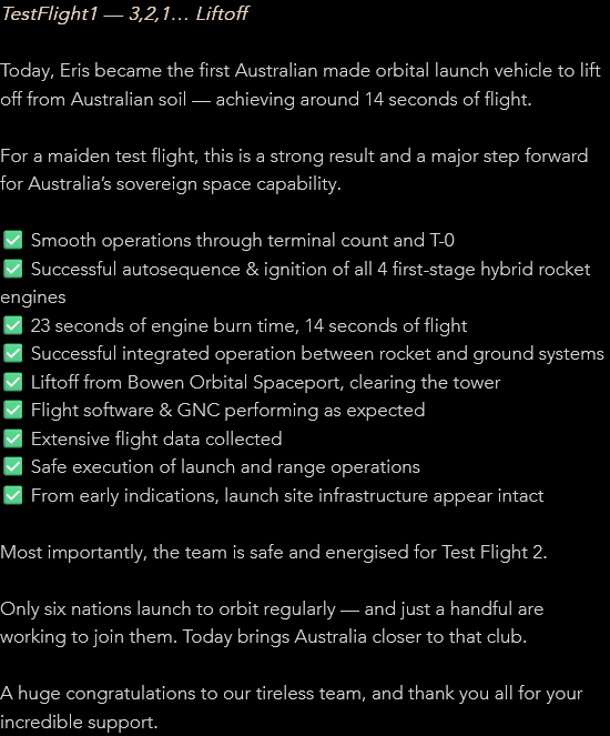 checklist Gilmour Space checklist Gilmour Space