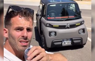 Un créateur de contenu sest lancé le défi de rallier Nice à Vannes en Citroën Ami // Source : xavier_csn via Instagram