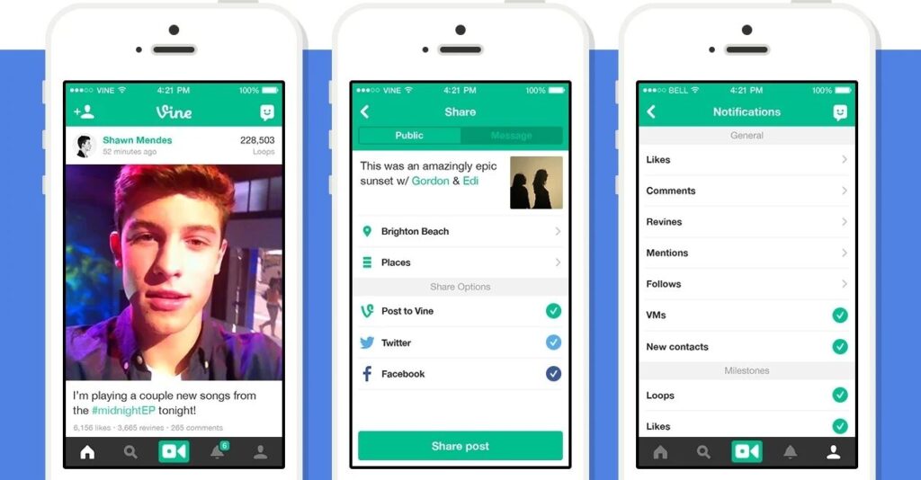 L'interface de Vine en 2012.