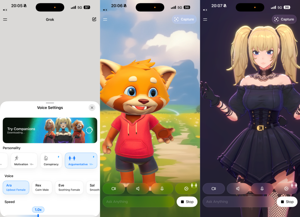 Les deux avatars lancés par xAI. Les deux avatars lancés par xAI.