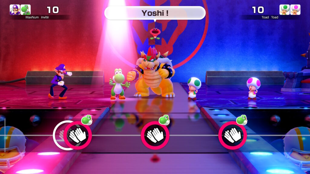 Dans ce mini-jeu (très cool par ailleurs), on doit applaudir en rythme avec la musique. Le micro de la Switch 2 remplace les manettes.
