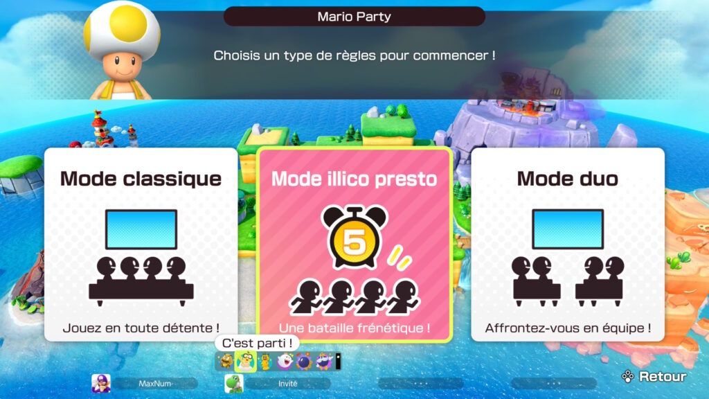 Les trois modes Mario Party dans Jamboree TV.