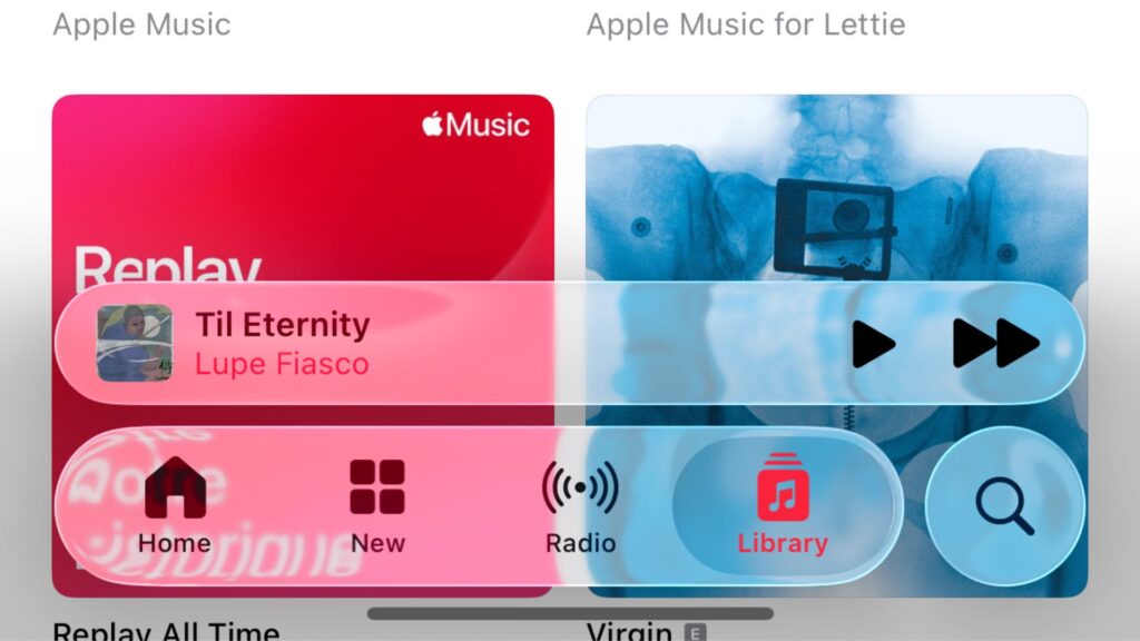 Le Liquid Glass dans iOS 26 bêta 4. // Source : Capture Numerama