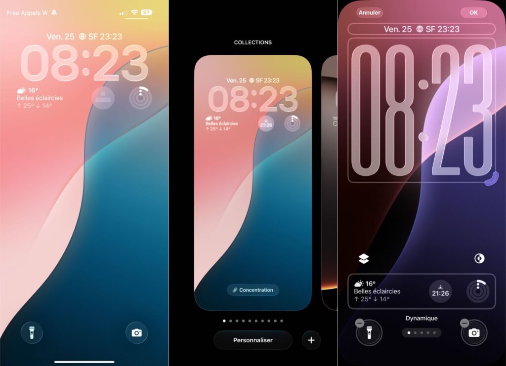 L'heure géante sur iOS 26. L'heure géante sur iOS 26.