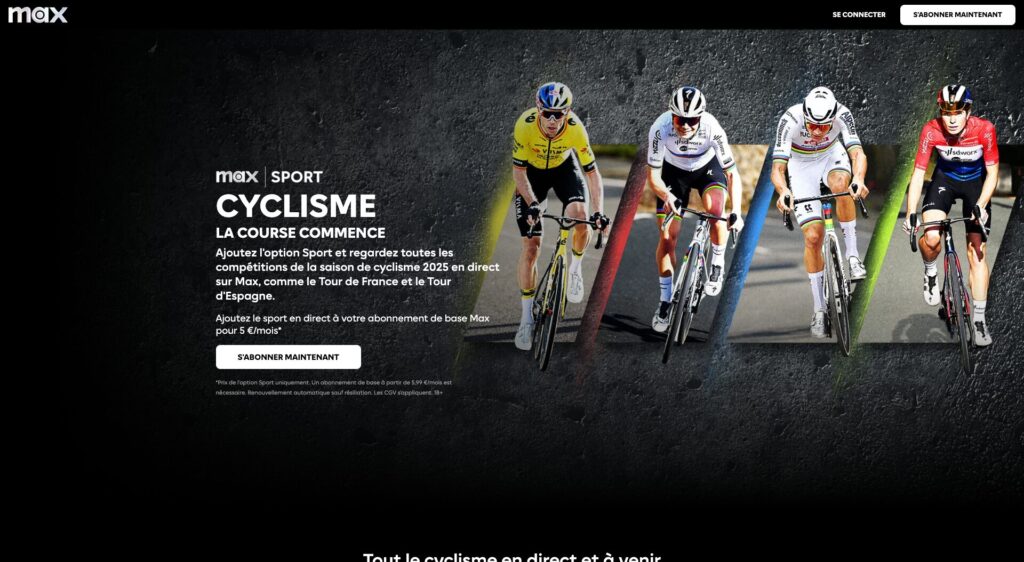 L'option Sport du service Max // Source : Capture Numerama