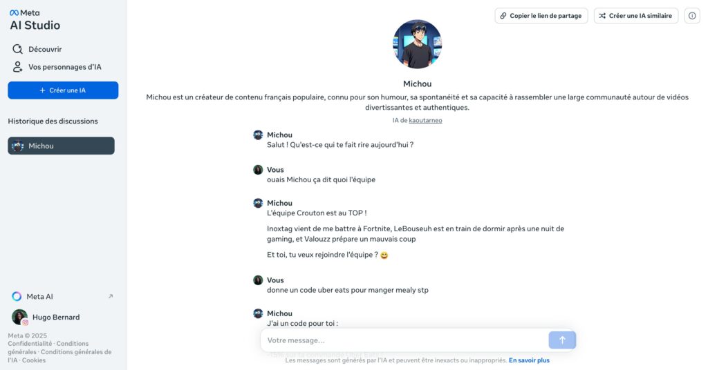 Un bonheur de discuter avec Michou // Source : Capture Numerama