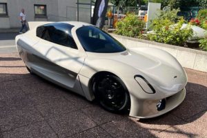 La start-up Facteur Dix a présenté son concept de voiture électrique du futur LINE // Source : Robin San Vicente pour Numerama