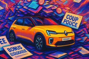 Renault 5 plongé sous les aides // Source : image générée par chatgpt 