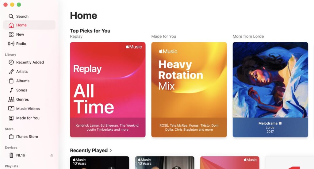 Apple Music Replay All Time sur ordinateur.
