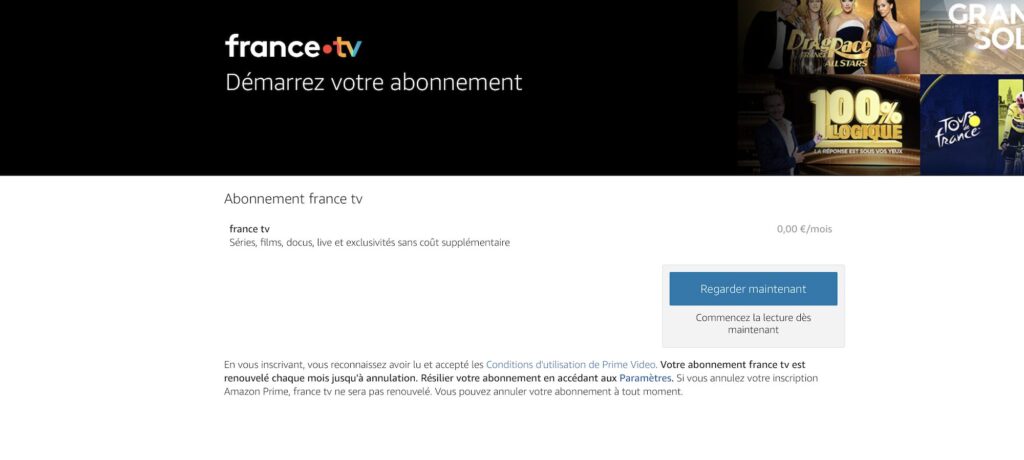 Il faut souscrire gratuitement à l'option France.tv // Source : Capture Numerama