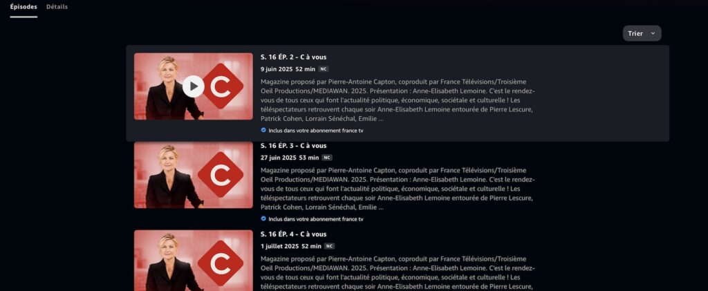 On peut regarder tous les programmes de France.tv en replay sur Prime Video // Source : Capture Numerama On peut regarder tous les programmes de France.tv en replay sur Prime Video // Source : Capture Numerama