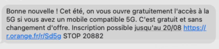 Le SMS envoyé par Orange à ses abonnés. Le SMS envoyé par Orange à ses abonnés.