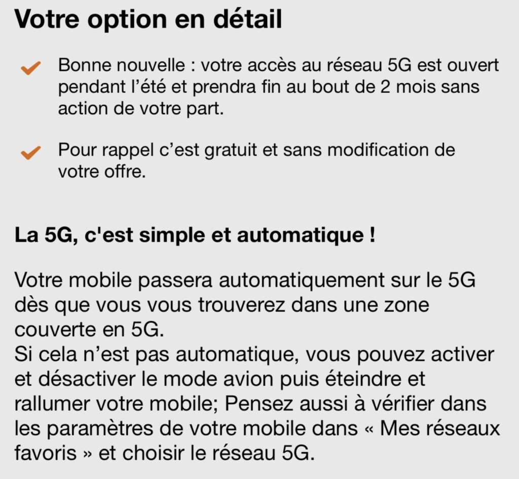 Les détails sur l'option Découverte 5G 2025. Les détails sur l'option Découverte 5G 2025.