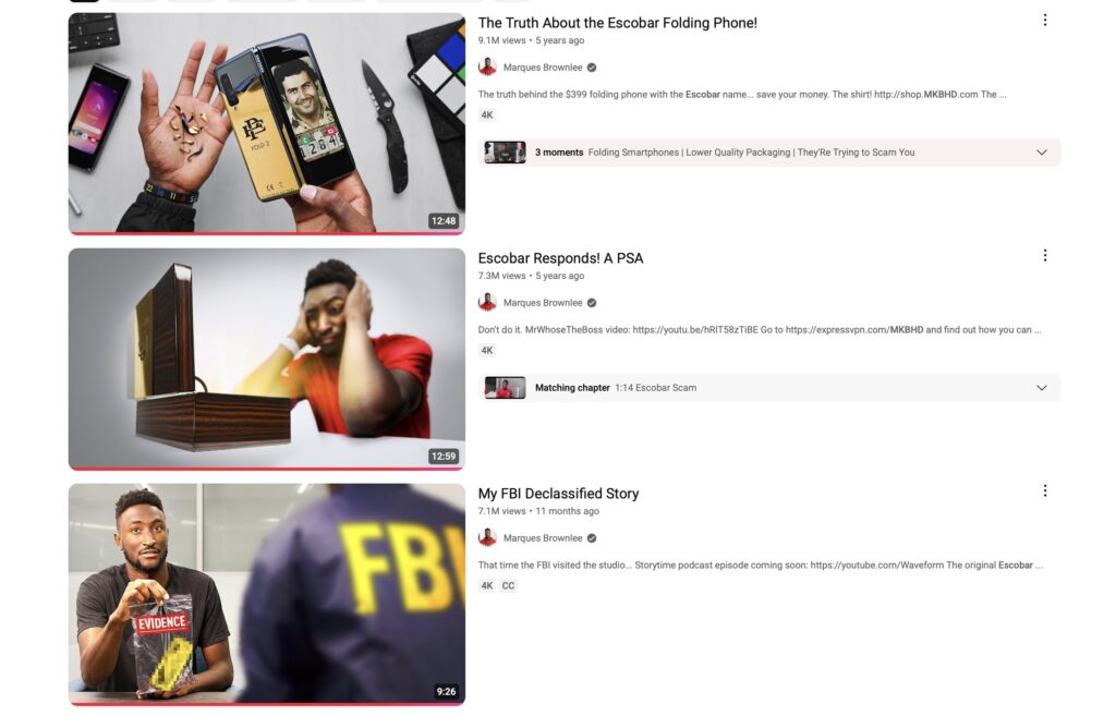 MKBHD a sorti 3 vidéos sur le Escobar Fold et y a souvent fait référence. MKBHD a sorti 3 vidéos sur le Escobar Fold et y a souvent fait référence.