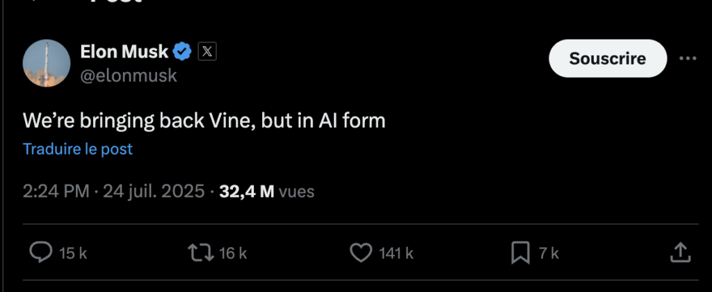 Elon Musk annonce le retour de Vine.
