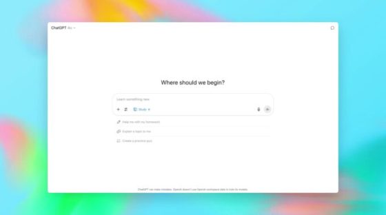 Le mode « Study » de ChatGPT // Source : OpenAI