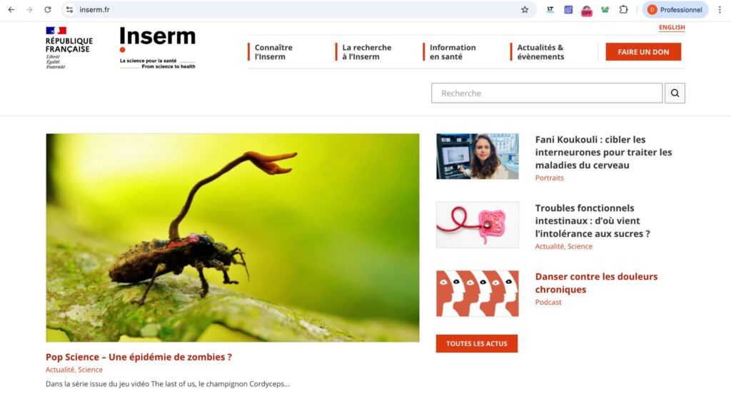 Interface du site de l'Inserm // Source : Capture écran-Diane Hassoun