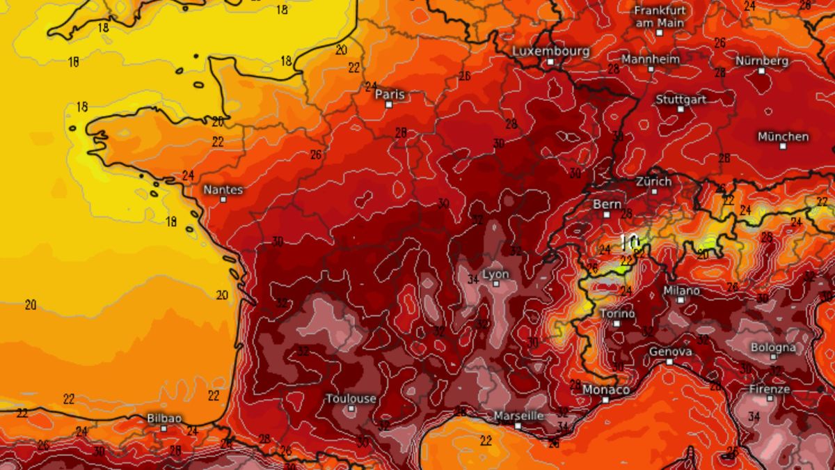 Carte pour le samedi 9 août à 14h. // Source : Capture d'écran Météologix