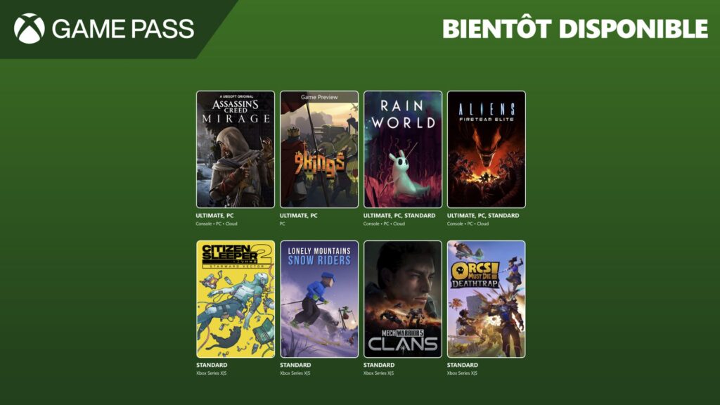 Le Xbox Game Pass en août 2025 // Source : Microsoft