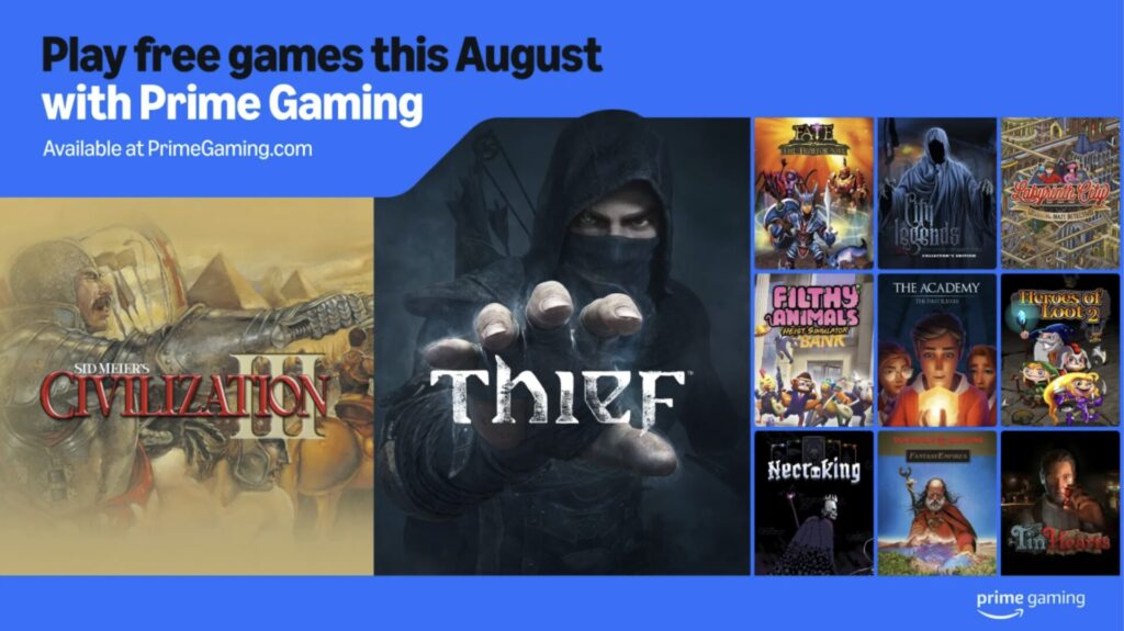 Amazon Prime Gaming en août 2025 // Source : Amazon