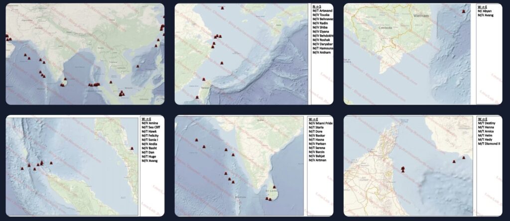 Position des navires iraniens au moment de l'attaque Position des navires iraniens au moment de l'attaque