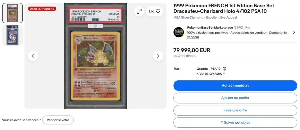 Dracaufeu 1re édition set de base en vente sur eBay