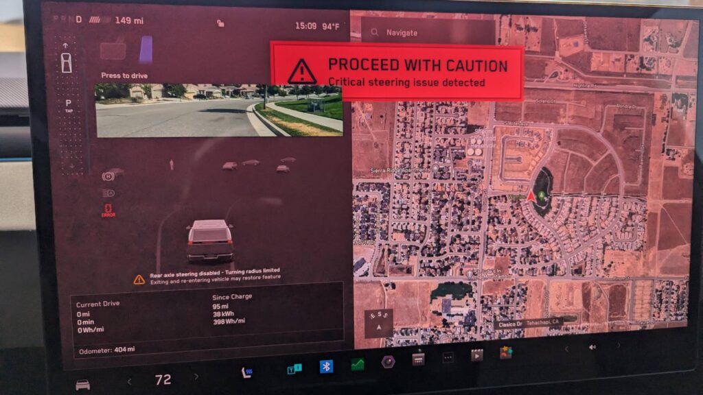 Véritable message d'erreur sur un Cybertruck Véritable message d'erreur sur un Cybertruck