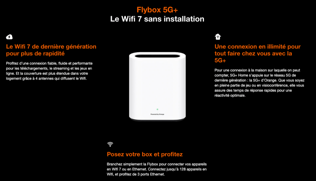 La Flybox 5G+ Home passe au Wi-Fi 7 // Source : Orange La Flybox 5G+ Home passe au Wi-Fi 7 // Source : Orange