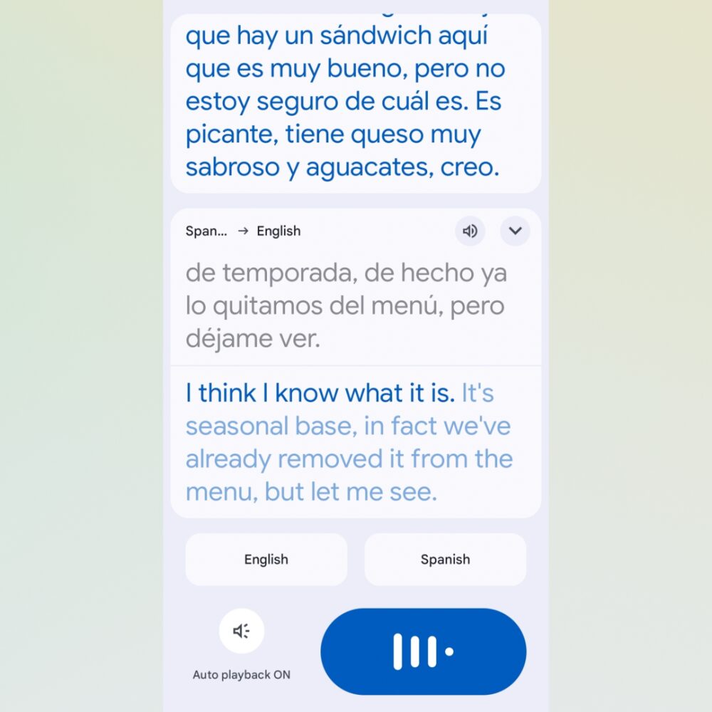 L'interface des conversations Google Translate en temps réel. L'interface des conversations Google Translate en temps réel.