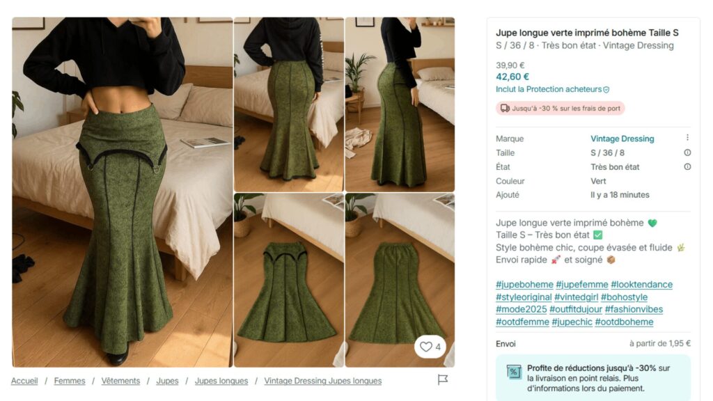 La fameuse jupe mise en vente par Callie // source : Vinted La fameuse jupe mise en vente par Callie // source : Vinted