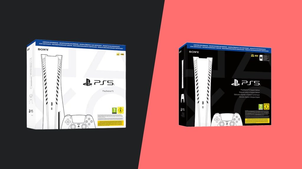 L’emballage des PS5 reconditionnées est indiqué par la petite bande bleue en haut du carton L’emballage des PS5 reconditionnées est indiqué par la petite bande bleue en haut du carton