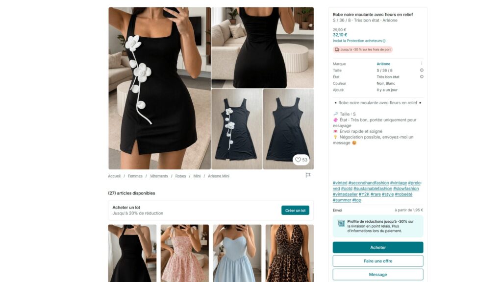 La robe Shein "vintage" de Mave // Source : Capture d'écran Vinted par Numerama La robe Shein "vintage" de Mave // Source : Capture d'écran Vinted par Numerama