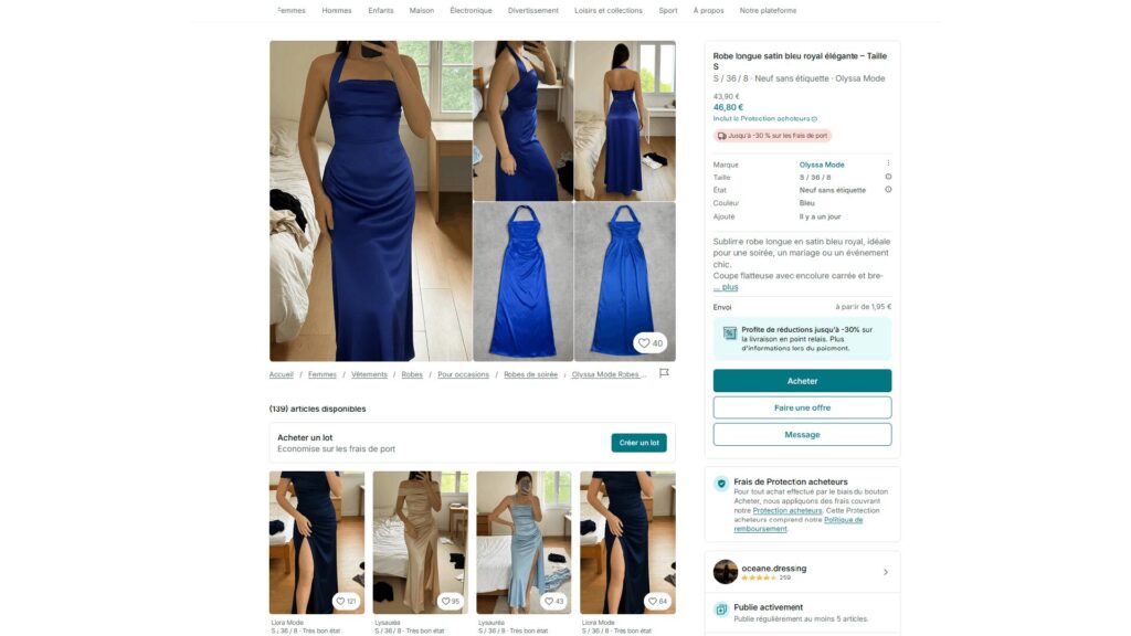 Le dressing d'Océane boosté à l'IA // Source : Capture d'écran Vinted par Numerama Le dressing d'Océane boosté à l'IA // Source : Capture d'écran Vinted par Numerama