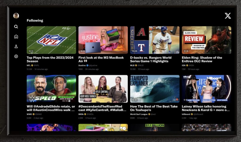 L'interface de X TV était une copie de celle de YouTube. Mais, dans les faits, la plupart des contenus étaient des vidéos de mauvaise qualité trouvées sur X.