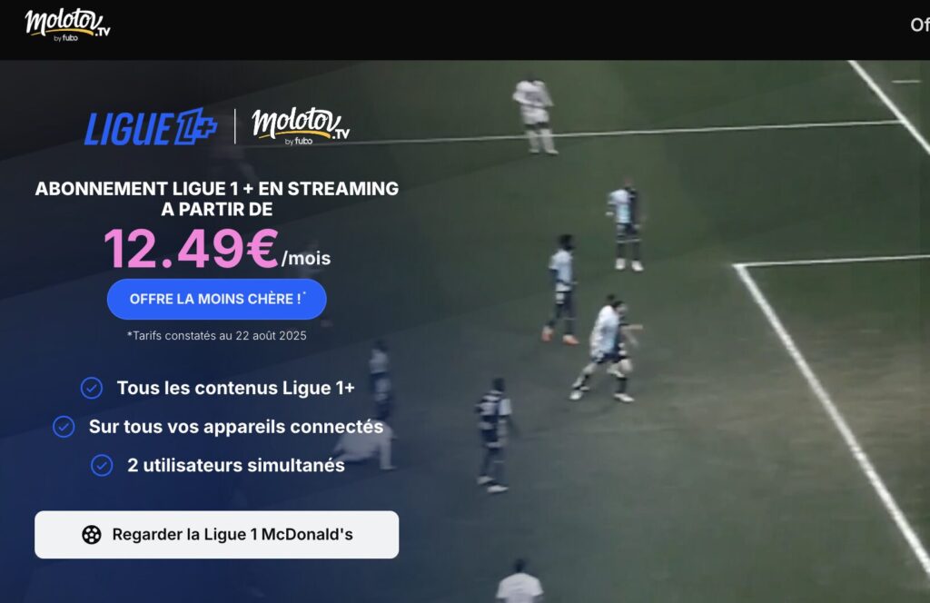 Molotov revendique l'offre la moins chère pour Ligue 1+