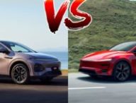 Le nouveau Tesla Model Y Performance vs le Xpeng G6 Performance // Source : Montage de Robin San Vicente pour Numerama