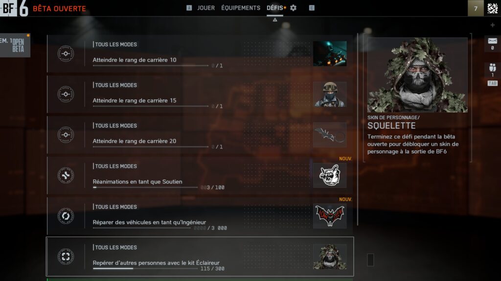 Les cosmétiques de la bêta de Battlefield 6 Les cosmétiques de la bêta de Battlefield 6
