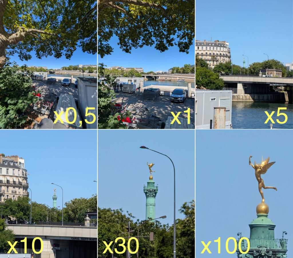 En apparence, le zoom x100 du Pixel est ici brillant. Mais Google a inventé des motifs sur la Bastille, qui n'existent pas en réalité. En apparence, le zoom x100 du Pixel est ici brillant. Mais Google a inventé des motifs sur la Bastille, qui n'existent pas en réalité.