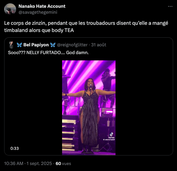 Un exemple de l'utilisation de « body tea » sur X // Source : Capture Numerama Un exemple de l'utilisation de « body tea » sur X // Source : Capture Numerama