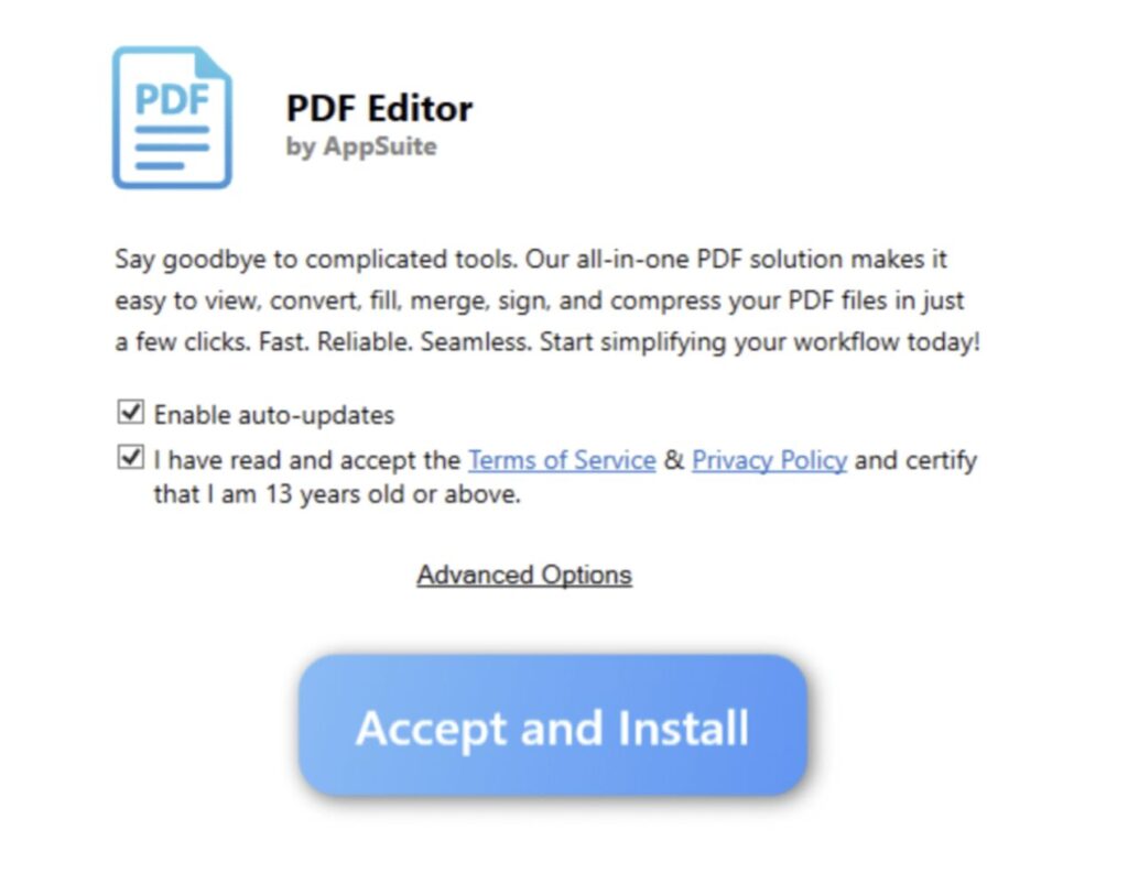 PDF Editor by AppSuite était disponible en téléchargement sur plus de 50 domaines. // Source : TrueSec PDF Editor by AppSuite était disponible en téléchargement sur plus de 50 domaines. // Source : TrueSec