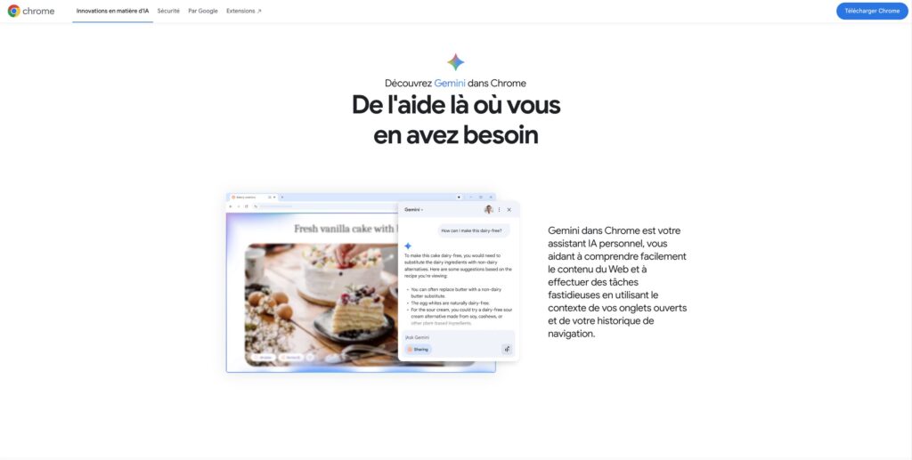 Gemini sera accessible sur Chrome via une icône // Source : Google