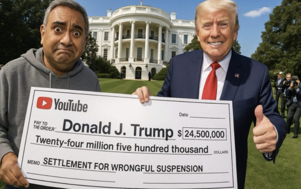 YouTube précise qu’il n’y a « aucune reconnaissance de faute ». // Source : Donald Trump - Truth Social