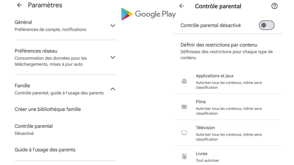 Google comme Apple vous permettent de filtrer les applications par âge // Source : Numerama